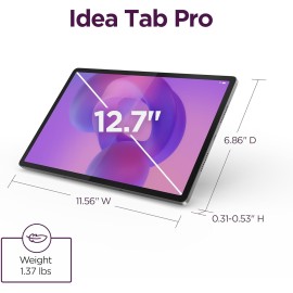Lenovo Idea Tab Pro - Student Tablet - Google Gemini - 12.7” 3K LCD Display - 8 GB Memory - 128 GB Storage - MediaTek Dimensity 8300 - Includes Pen and Folio Case