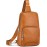 S-ZONE Sling Bag for Women Men RFID Blocking Genuine Leather Crossbody Backpack Sling Purses Fashion Travel Daypack Chest Bags Ladies-Brown