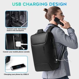 BANGE Anti Theft Business Backpack Fits 15.6 Inch Laptop,Smart Work Backpack with USB Charging Port for Office Work Airplane Business Travel