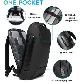 BANGE Anti Theft Business Backpack Fits 15.6 Inch Laptop,Smart Work Backpack with USB Charging Port for Office Work Airplane Business Travel