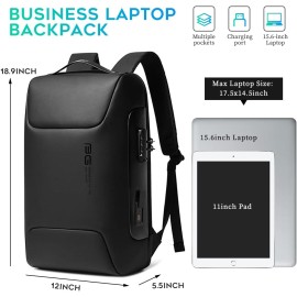 BANGE Anti Theft Business Backpack Fits 15.6 Inch Laptop,Smart Work Backpack with USB Charging Port for Office Work Airplane Business Travel