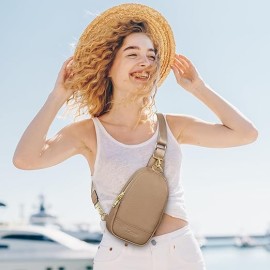 Kattee Sling Bag for Women Crossbody, Soft Leather Fanny Packs for Women, Small Crossbody Chest Bag with RFID Blocking