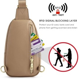 Kattee Sling Bag for Women Crossbody, Soft Leather Fanny Packs for Women, Small Crossbody Chest Bag with RFID Blocking