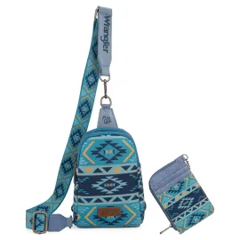 Wrangler Crossbody Bag with Card Wallet Aztec Sling Bag Purse Set