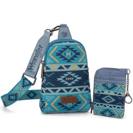 Wrangler Crossbody Bag with Card Wallet Aztec Sling Bag Purse Set