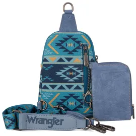 Wrangler Crossbody Bag with Card Wallet Aztec Sling Bag Purse Set