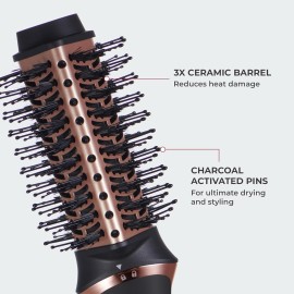 KISS Volume Boosting Hot Air Brush, Maximum Root 3X Ceramic Volumizer & Blow Dryer, One-Step Hair Dryer Brush & Hair Styler, Detachable Waterdrop Shaped Brush Head, Tangle-Free Bristles