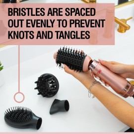 CHI Volumizer 4-in-1 Blowout Brush, Hair Dryer for Smooth, Silky & Shiny Hair, Four Interchangeable Attachments for Versatile Styling, Rose Gold