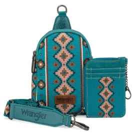 Wrangler Crossbody Bag with Card Wallet Aztec Sling Bag Purse Set