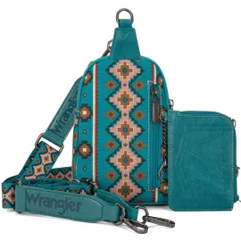 Wrangler Crossbody Bag with Card Wallet Aztec Sling Bag Purse Set