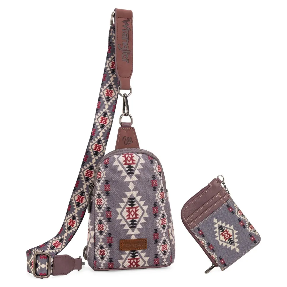 Wrangler Crossbody Bag with Card Wallet Aztec Sling Bag Purse Set