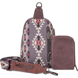 Wrangler Crossbody Bag with Card Wallet Aztec Sling Bag Purse Set