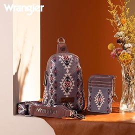 Wrangler Crossbody Bag with Card Wallet Aztec Sling Bag Purse Set