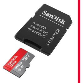 SanDisk Ultra - Flash memory card (microSDXC to SD adapter included) - 512 GB - A1 / UHS Class 1 / Class10 - microSDXC UHS-I