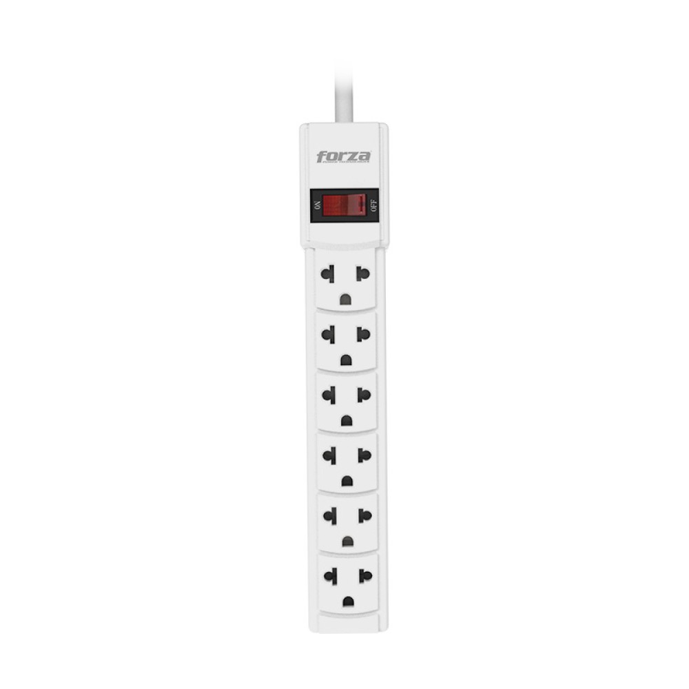 Forza PS Series PS-001W Power strip AC 120-220 V output connectors: 6 (NEMA 5-15, Europlug) - white