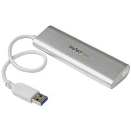 StarTech 4 Port Portable USB 3.0 Hub with Built-in Cable Aluminum and Compact USB Hub