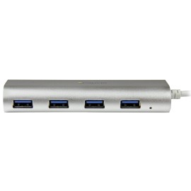 StarTech 4 Port Portable USB 3.0 Hub with Built-in Cable Aluminum and Compact USB Hub