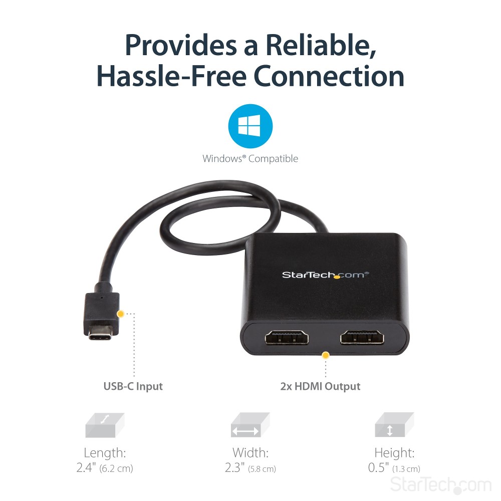 Ast Code Splitter StarTech 2-Port Multi Monitor Adapter, USB-C to 2x HDMI Video Splitter ...
