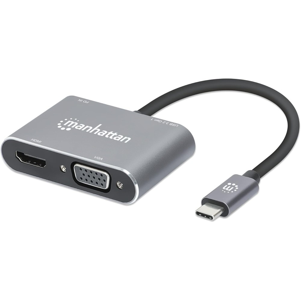 Manhattan® USB-C® to HDMI® and VGA 4-in-1 Docking Converter with Power Delivery