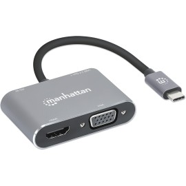 Manhattan® USB-C® to HDMI® and VGA 4-in-1 Docking Converter with Power Delivery
