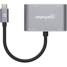 Manhattan® USB-C® to HDMI® and VGA 4-in-1 Docking Converter with Power Delivery