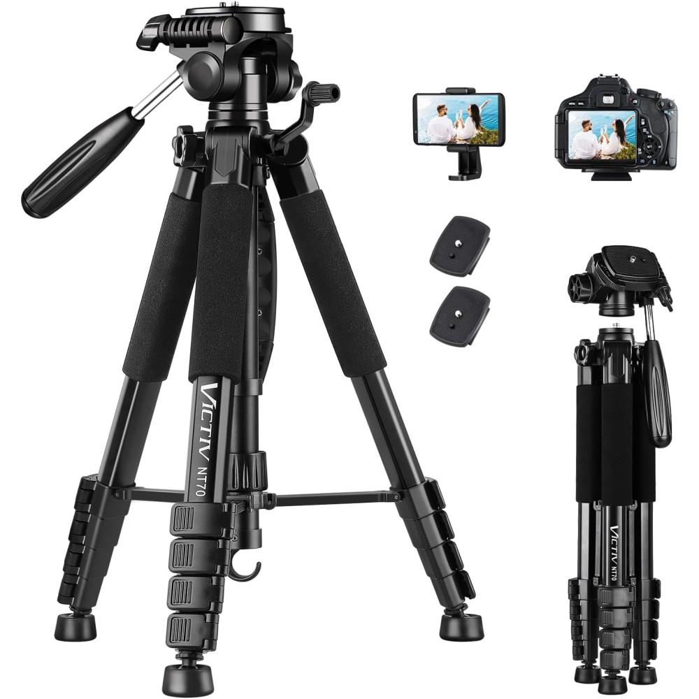 VICTIV 74” Camera Tripod, Tripod for Camera and Phone, Aluminum Professional Tripod Stand for Canon Nikon with Carry Bag