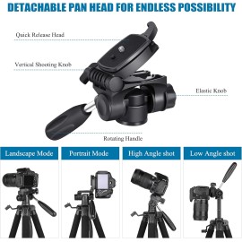 VICTIV 74” Camera Tripod, Tripod for Camera and Phone, Aluminum Professional Tripod Stand for Canon Nikon with Carry Bag