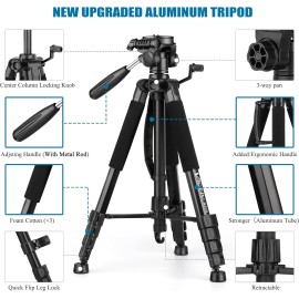 VICTIV 74” Camera Tripod, Tripod for Camera and Phone, Aluminum Professional Tripod Stand for Canon Nikon with Carry Bag