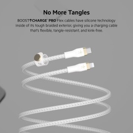 Belkin BoostCharge - Lightning cable - 24 pin USB-C male to Lightning male - 2 m - white