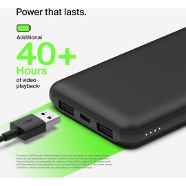 Belkin BoostCharge - Power bank - 10000 mAh - 15 Watt - 3 output connectors (24 pin USB-C, 2 x USB) - black