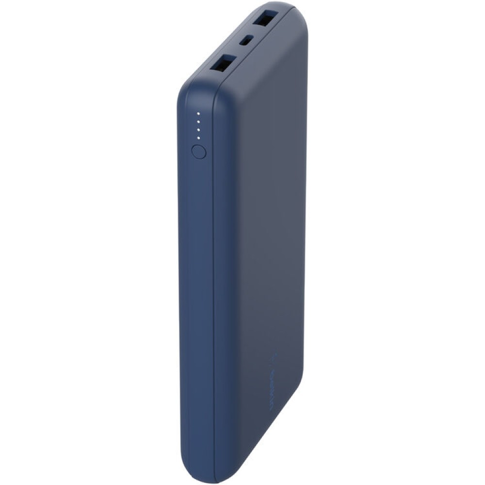 Belkin BoostCharge - Power bank - 20000 mAh - 15 Watt - 3 output connectors (USB, 24 pin USB-C) - on cable: USB-C - blue