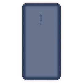 Belkin BoostCharge - Power bank - 20000 mAh - 15 Watt - 3 output connectors (USB, 24 pin USB-C) - on cable: USB-C - blue