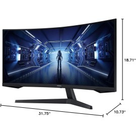 SAMSUNG 34' Odyssey G5 Ultra-Wide Gaming Monitor with 1000R Curved Screen, 165Hz, 1ms, FreeSync Premium, Large Display, Eye Comfort, Multiple Ports, WQHD