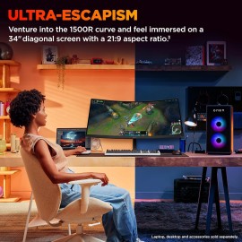 HP OMEN 34 inch WQHD 180Hz Curved Gaming Monitor, Wide QHD Display (3440 x 1440), VA Panel, VESA DisplayHDR 400, 1ms MPRT (with Overdrive), AMD FreeSync Premium Technology, Black, OMEN 34c G2 (2025)