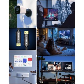 Cratree 8K Fiber Optic HDMI Cable Long 50FT CL2 in Wall - 48Gbps High-Speed 8K 60Hz,4K120Hz,HDCP 2.2&2.3, HDR10