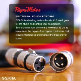 GEARit XLR Male to Female Microphone Cable (1 Feet, 2 Pack) 3-Pin Balanced Shielded Mixer, Recording Studio, Podcast - Black