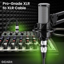 GEARit XLR Male to Female Microphone Cable (1 Feet, 2 Pack) 3-Pin Balanced Shielded Mixer, Recording Studio, Podcast - Black