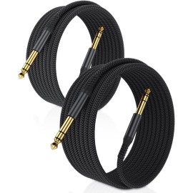 Elebase 1/4 Inch TRS Instrument Cable 10ft 2-Pack,Straight 6.35mm Male Jack Stereo Audio Interconnect Cord,6.35 mm Balanced Line for Electric Guitar,Bass,Keyboard,Mixer,Amplifier,Amp,Speaker,Equalizer