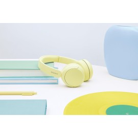 Sony WH-CH520 Wireless Headphones Bluetooth On-Ear Headset with Microphone and up to 50 Hours Battery Life with Quick Charging, Butter Yellow