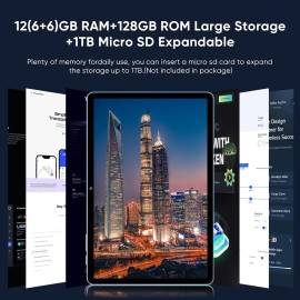 Android 15 Tablet,11 Inch Tablets with Octa Core Processor, 12GB RAM + 128GB ROM 1TB Expand, Widevine L1, 8000mAh Battery, 2.4/5Ghz Dual Band WiFi/GPS/FM Radio,5/8MP Cameras, Case Included - Blue