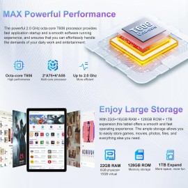 2025 Android 14 Tablet, 10 inch Tablets 22GB+128GB +1TB Expand, 8000mAh Octa-Core Tablet w/ Drop-proof Case, HD IPS Display, GPS, 5G WIFI Metal Green