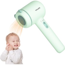 Cordless Kids Hair Dryer for Infant, Low Heat Gentle Air Rechargeable Small Hair Blow Dryer for Baby Butt Skin with 3 Speed Settings, 0-3 Years Using (Green)
