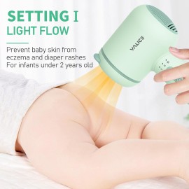 Cordless Kids Hair Dryer for Infant, Low Heat Gentle Air Rechargeable Small Hair Blow Dryer for Baby Butt Skin with 3 Speed Settings, 0-3 Years Using (Green)