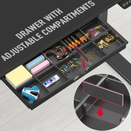 SHW 55 x 28 Inches Electric Height Adjustable Standing Desk with Drawer and Memory Preset, Black