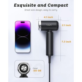 SUPGALIY Dual Voltage Hair Dryer, High-Speed Ionic Blow Dryer for Fast Drying, Travel Compact Hair Blow Dryer with Magnetic Curly Diffuser for Home, Portable Hairdryer International 110-240V