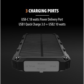 ToughTested 10,000-mAh Solar Power Bank with Qi and USB Charging