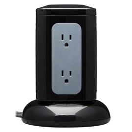 Tripp Lite by Eaton 6-AC Outlet and 4-USB Port, Protect It! Surge Protector Tower, 8-Ft. Braided Cord with Right-Angle Plug