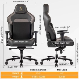 Big and Tall Gaming Chair 440LBS Gaming Chair with Metal Base Memory Foam Lumbar 4D Adjustable Armrest Computer