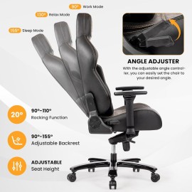 Big and Tall Gaming Chair 440LBS Gaming Chair with Metal Base Memory Foam Lumbar 4D Adjustable Armrest Computer