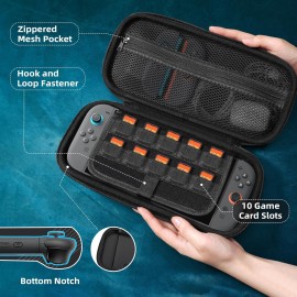 TiMOVO Carrying Case for Nintendo Switch 2 2025, Large Capacity Protective Hard Shell Portable Travel Case Pouch for Switch 2, with 10 Game Card Slots and Pockets for Console & Accessories, Blue+Red